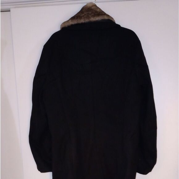 🆕🧥Faux Fur Collar Peacoat - Black, Sz L - Picture 4 of 6